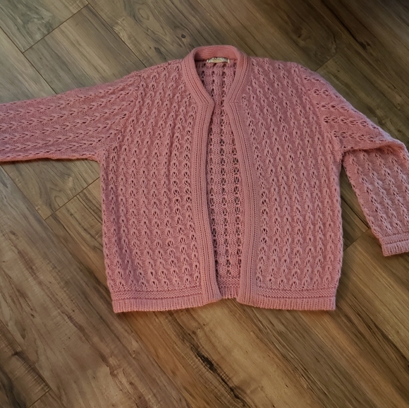 Vintage Creslan Acrylic & Mohair Pink Milliken Yarn Sweater Small - Picture 1 of 3
